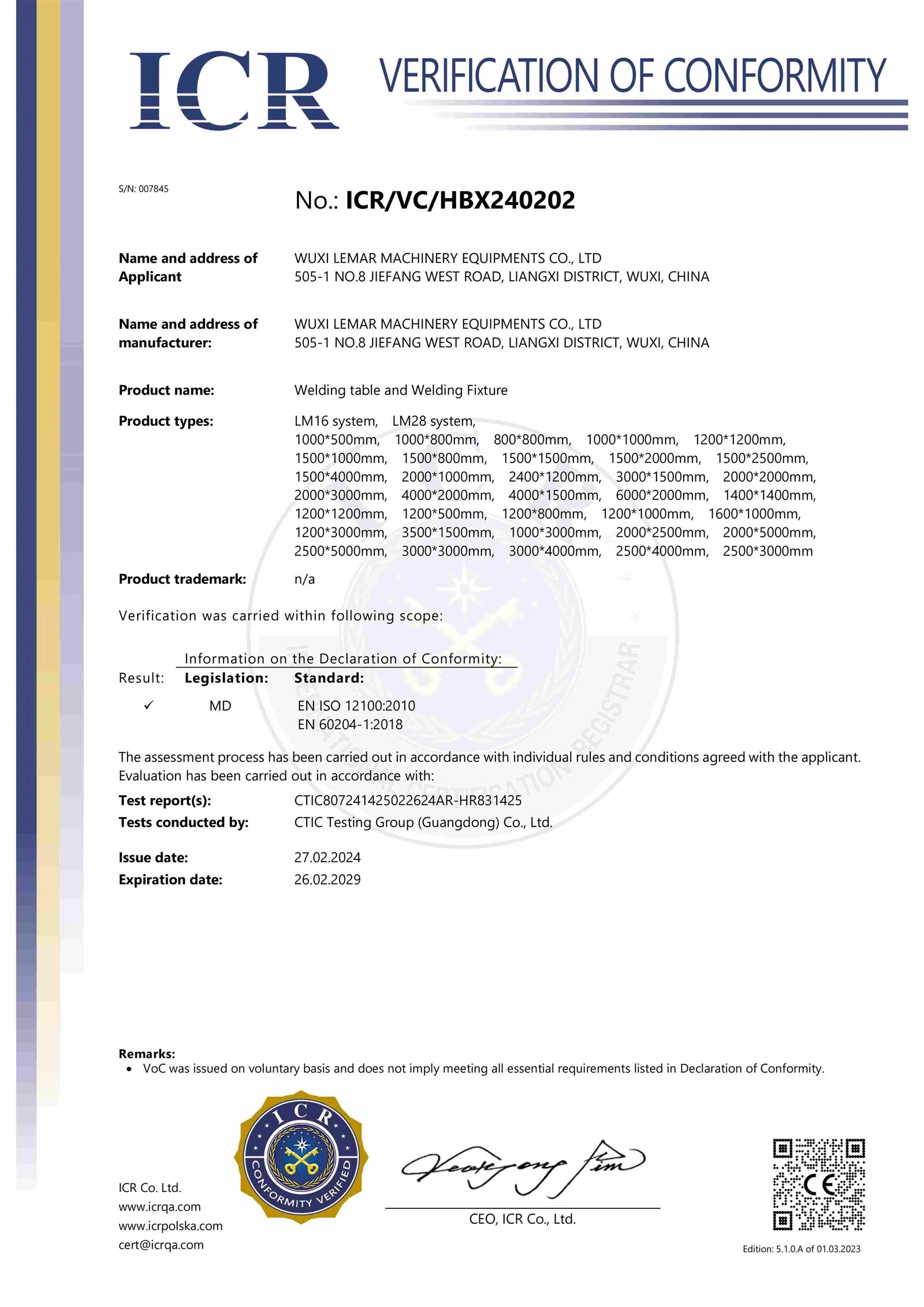 CE certificate CE certificate
